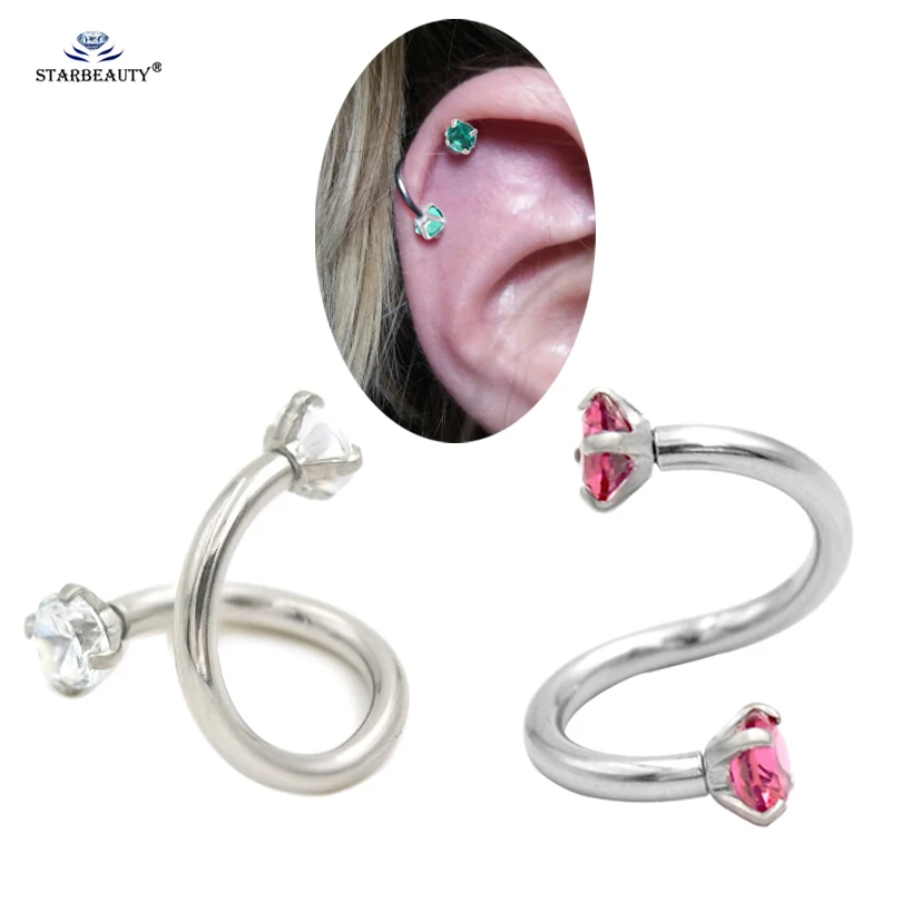 Серьги хряща Starbeauty из нержавеющей стали в форме S 1 2 х8 мм|cartilage earrings|cartilage piercingpiercing - Фото №1