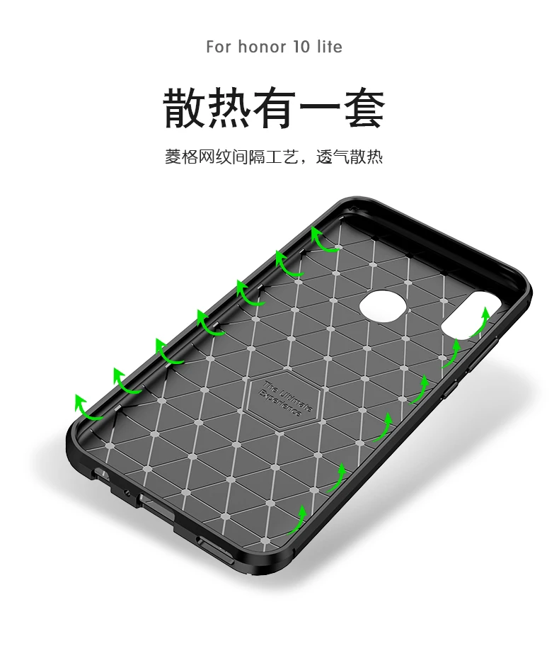 For Huawei Honor 10 Lite Case Silicone Shell Carbon Fiber TPU High Quality Diamond Grid Design | Мобильные телефоны и