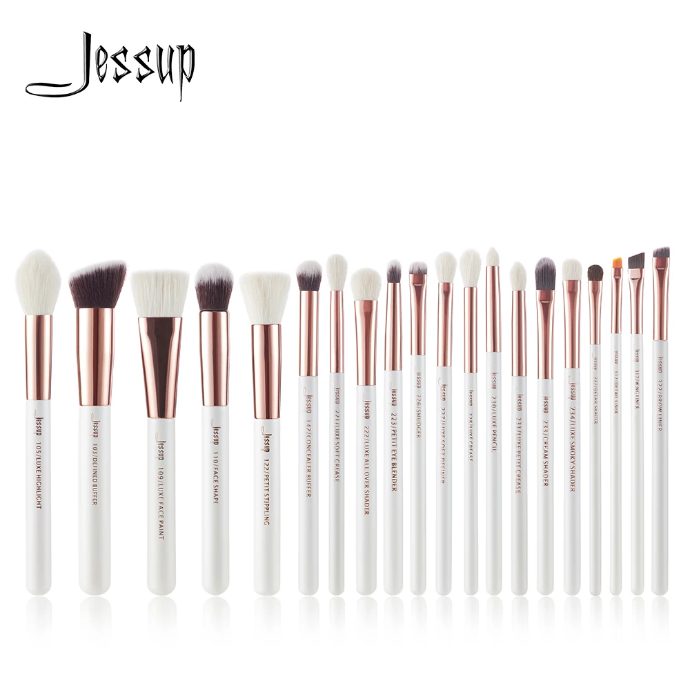 Jessup 20 шт. кисти для макияжа белый/розовое золото brochas maquillaje pinceaux maquillage основа для макияжа хайлайтер кисть для смешивания T225
