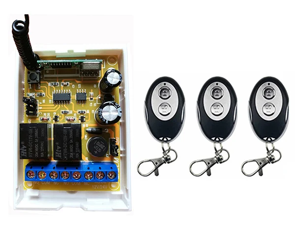 DC12V DC24V 2CH RF Wireless Remote Control Switch System Receiver +ellipse shape Transmitters Learning code / window/Garage Door |