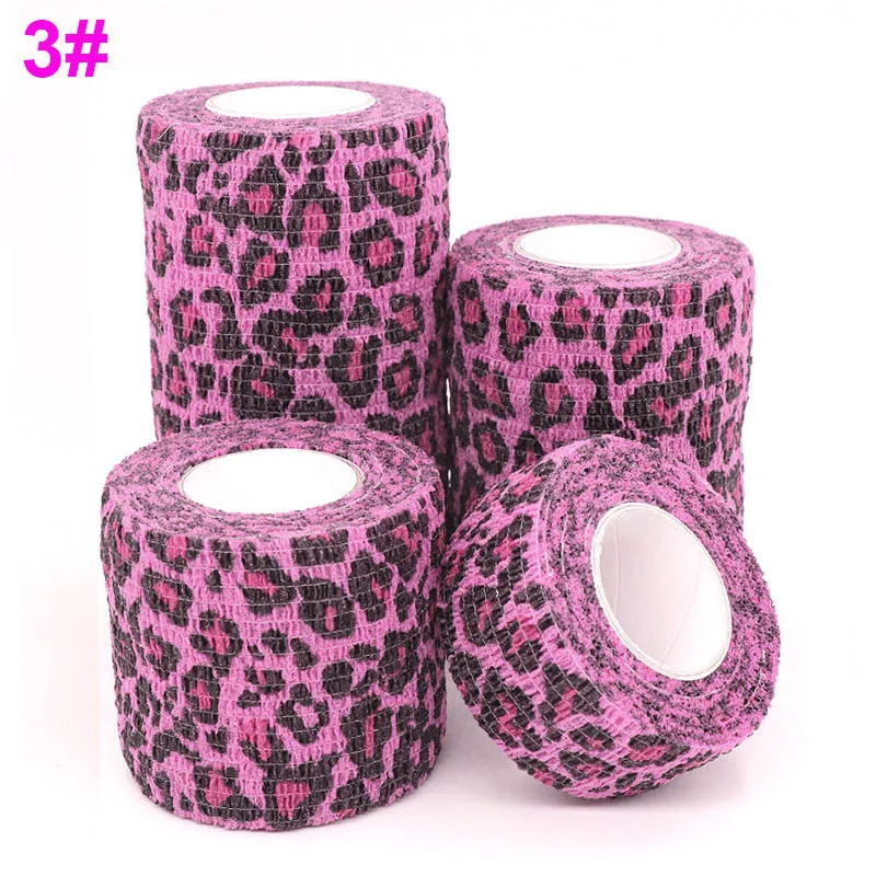 3 Leopard print Pink 1 шт. напечатанный медицинский самоклеящийся эластичный бандаж 4,5 м красочная спортивная повязка лента для пальца коленный сустав аптечка лента из ПЭТ - Цвет: 3 Leopard print Pink