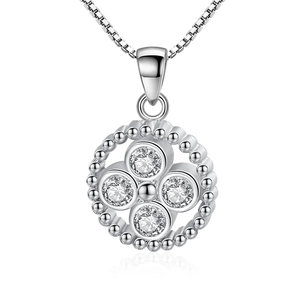 

Колье женское из серебра 925 пробы, с круглым кулоном из циркония