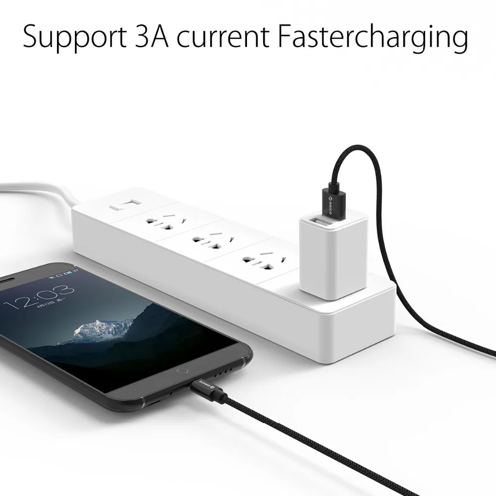 ORICO нейлоновый USB A кабель Micro для Xiaomi Huawei SamSung Meizu Letv Дата синхронизации зарядный 1