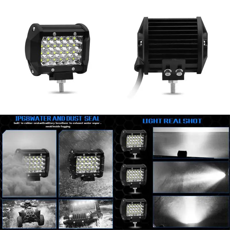 

Рабочий свет для автомобиля, 72 Вт, светодиодная установка для внедорожника, Рабочая лампа, полоса освещения на крышу s 6000k, противотуманная л...