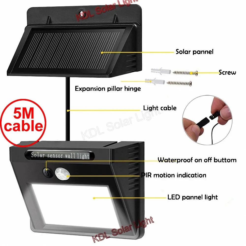LED Солнечная энергия PIR датчик движения настенный светильник 30 наружный