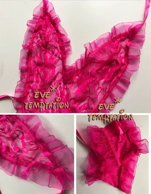 Сексуальное кружевное нижнее белье minidress сорочка с оборкой полупрозрачные