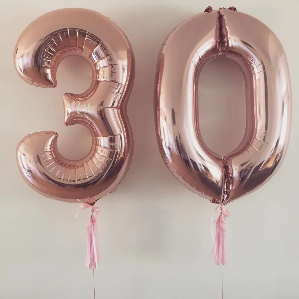 16 40 дюймов Baby Shower розовые золотые шары из фольги в виде цифр большая цифра гелиевые шарики свадебные украшения на день рождения