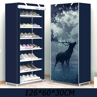 60x30x126cm Мультипликационный узор, многослойный пылезащитный Тканевый шкаф для обуви, самодельный домашний стеллаж для хранения обуви, Простая подставка для обуви, домашняя мебель - Цвет: 60x30x126cm