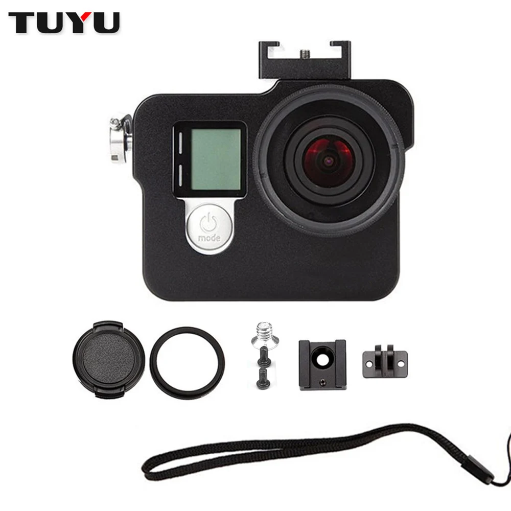 TUYU рама из алюминиевого сплава для Gopro hero3 + 4 SJCAM SJ4000 C30 EKEN H8R H5S H6S H9r Plus защитный