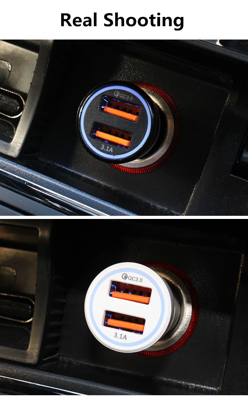 Автомобильное USB зарядное устройство Quick Charge 3,0+ 3.1A зарядное устройство для мобильного телефона 2 порта USB быстрое автомобильное зарядное устройство для iPhone samsung Tablet автомобильное зарядное устройство