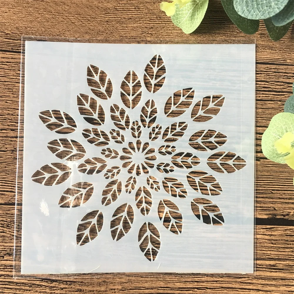 13 см листья DIY Craft Многослойные трафареты настенная живопись фотообои шаблон |