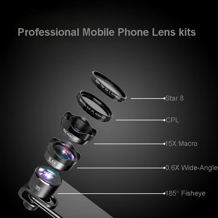 4K HD DSLR Mobile Phone Camera Lens Lits:Photo Tripod CPL Starlight Filter+Awesome Fisheye&ampWide-Agnel &amp 15X Macro | Мобильные