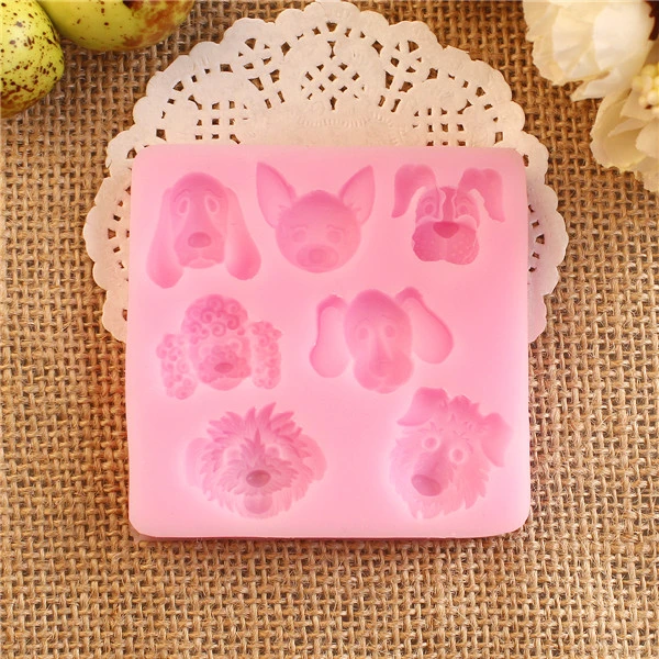 Hot Food-Grade Silicone Mold 3D Dogs Head Moulds Fondant Cake Decorating Tools Soap |