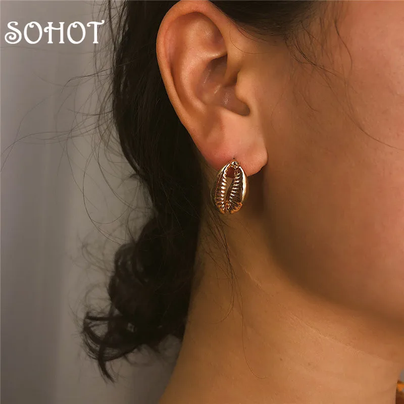 SOHOT Этнические женские серьги подвески золотистого и серебристого цветов в виде