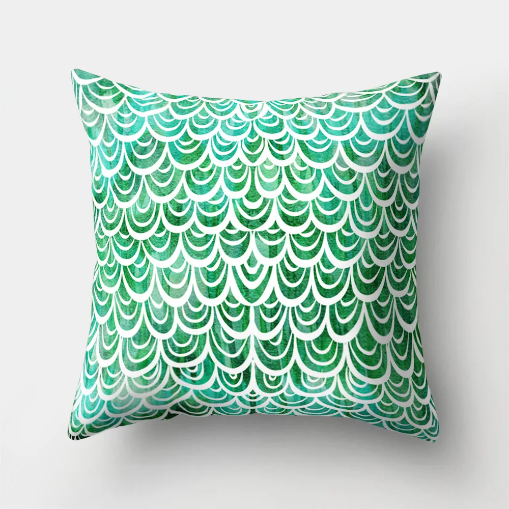 Рыбья чешуя &quotРусалка&quot печать пледы наволочка домашняя кровать хлопок лен