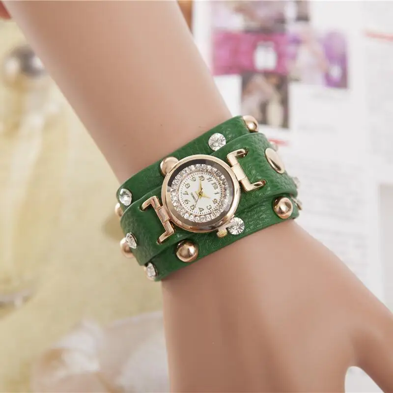 MINHIN винтажные женские часы со стразами роскошные искусственная кожа наручный