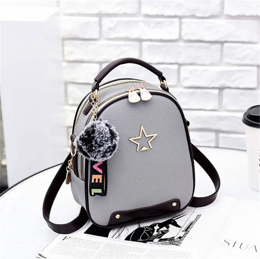 Мини Модные женские анти рюкзак ПУ Mochilas - Цвет: Серый