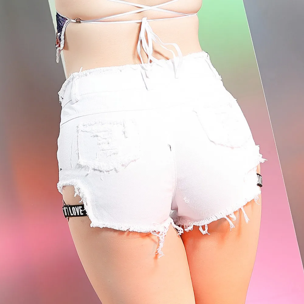 The new sexy dress in summer High waist jeans shorts letters Jeans holes show thin | Женская одежда