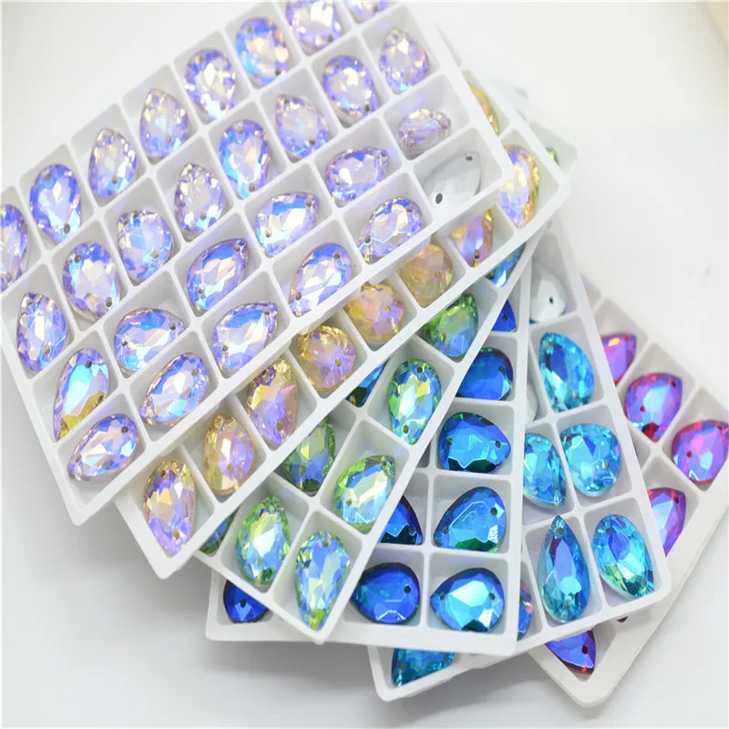Tear Drop стразы AB Стразы цвета капелька шитье Кристалл diy аксессуары для одежды