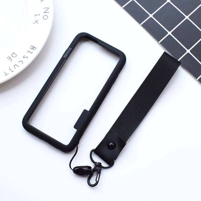 black Бампер для Iphone X, 6, 6s, 7, 8 Plus, чехлы, красный, черный цвет, TPU, PC, чехол для телефона Apple, 6, 6s Lite, роскошный цвет, чехол, Капа с веревкой - Цвет: black