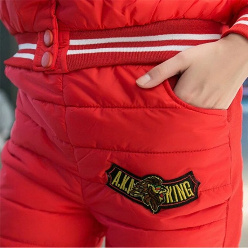 2017 Для женщин зимнее теплое пальто из хлопка модные тонкие 2 шт. комплекты (топ +