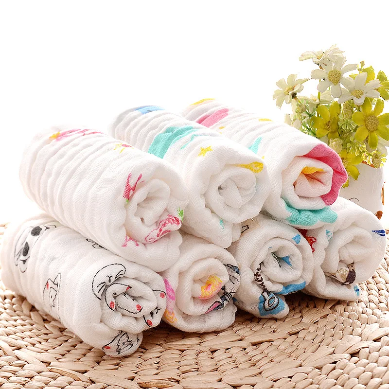 

5pcs/lot Baby Handkerchief Square Fruit Pattern Towel 30x50cm Muslin Cotton Infant Face Towel Wipe Cloth