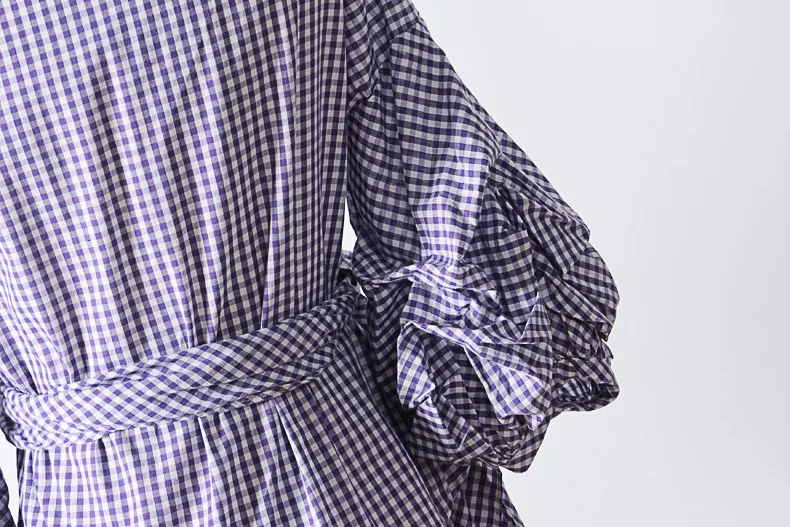 Women summer irregular blouse solid plaid slim v-neck half lantern sleeve fashion streetwear elegant C824 |