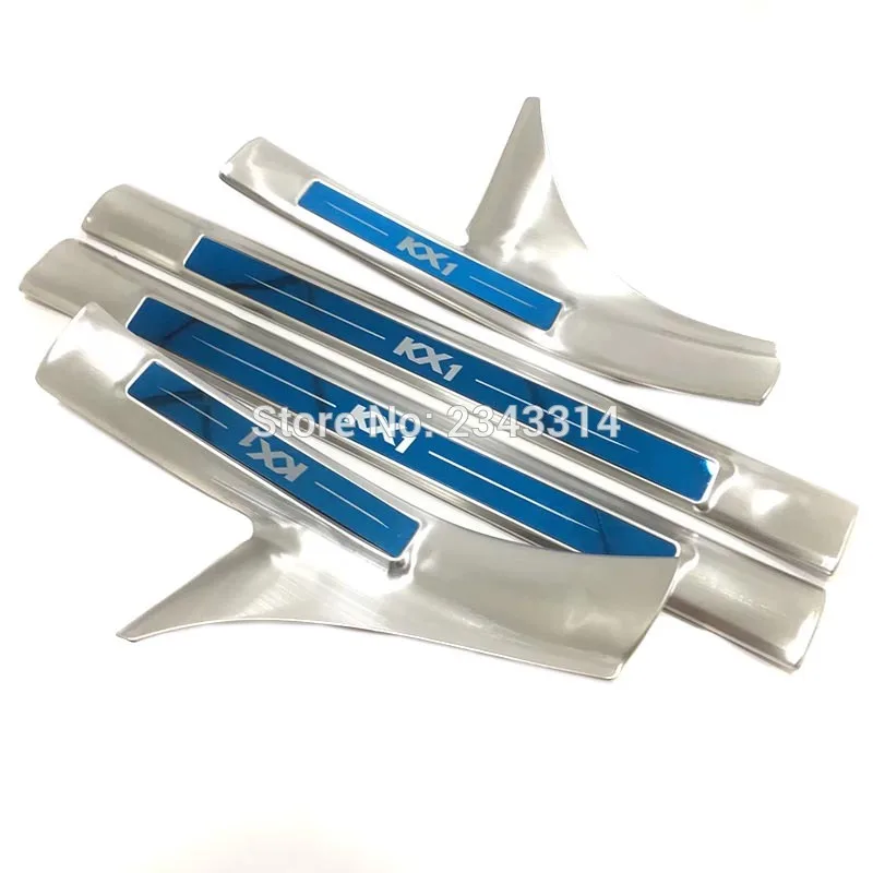Blue With Silver Для Kia Stonic KX1 нержавеющая сталь межкомнатный порог Накладка протектор Накладка на педаль аксессуары для автомобиля - Цвет: Blue With Silver