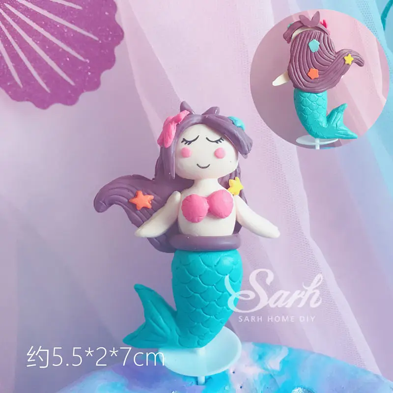 Fairy mermaid A Конч русалка украшение рыбий хвост кисточкой торт Топпер детский день с днем рождения товары для вечеринок на День святого Валентина выпечки милый подарок - Цвет: Fairy mermaid A