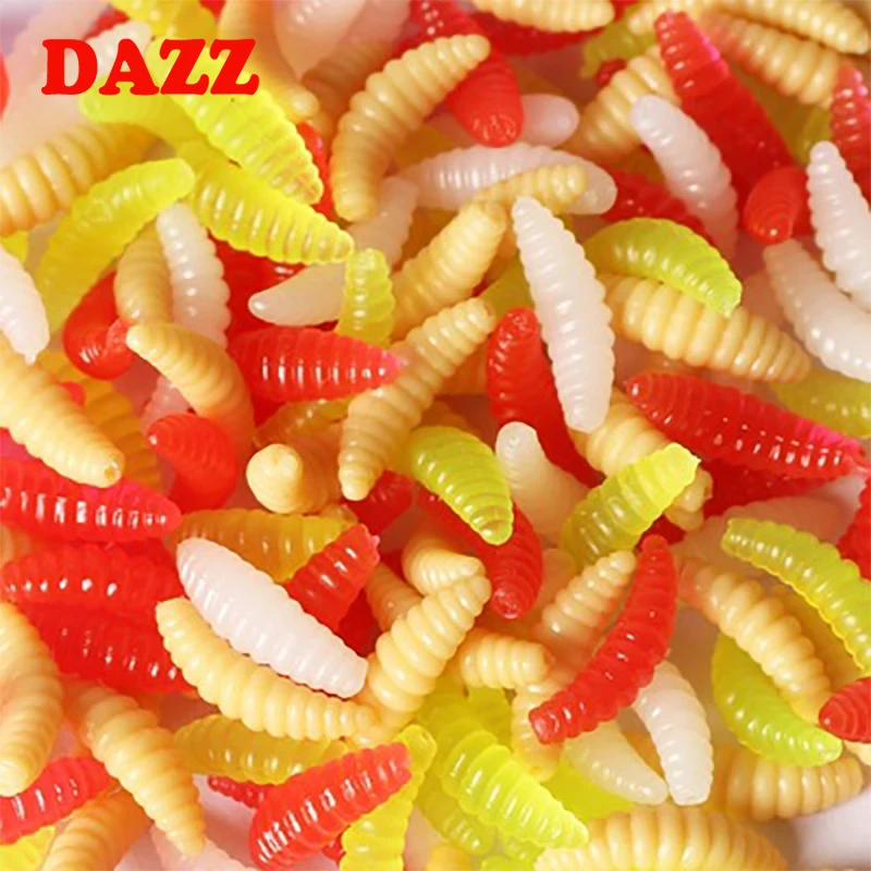 10 шт. 2 см/0 4 г Мягкая рыболовная приманка Mealworms черви Светящиеся Силиконовые