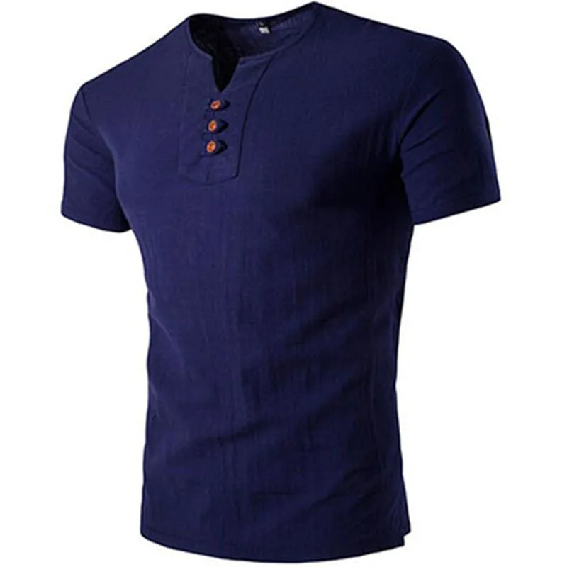 Мужская брендовая футболка из льняной ткани летняя новая модная повседневная