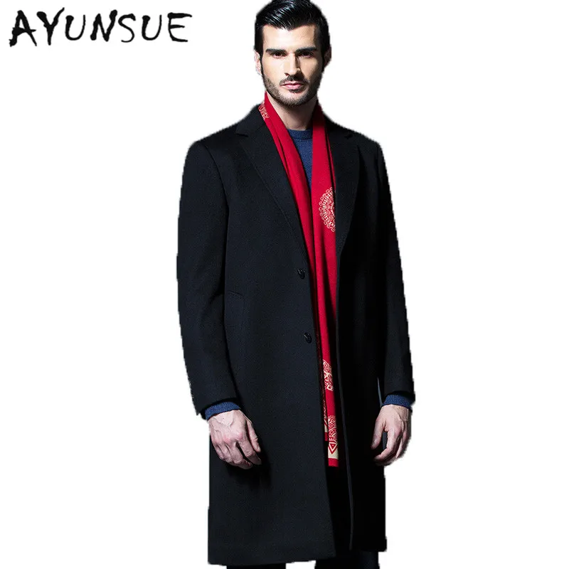 Высококачественный тренчкот из 90% шерсти мужская брендовая одежда черная