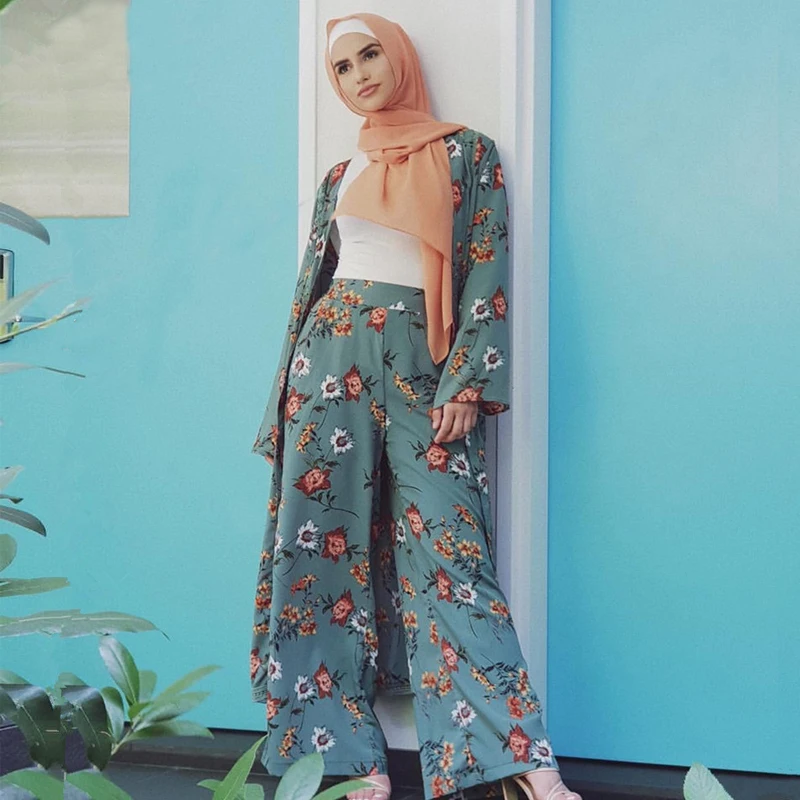 Комплект кимоно Abaya кафтан платье из Дубая мусульманский хиджаб Caftan Marocain Ramadan Elbise