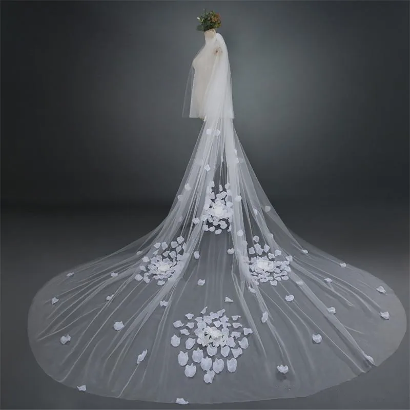 2019 разработан свадебная фата с кружевными аппликациями двух-Слои Румяна уход за