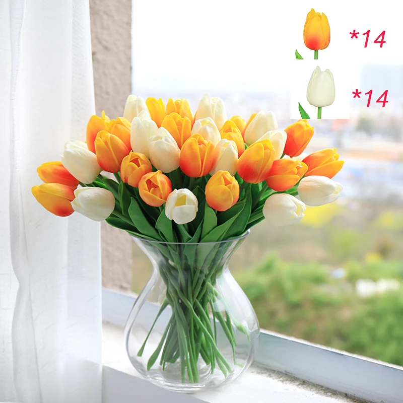 28 шт. тюльпан Флорес Искусственные цветы латекс Tulipany красота навсегда Свадебный Роскошный домашний декор осень украшения подарок на день Святого Валентина