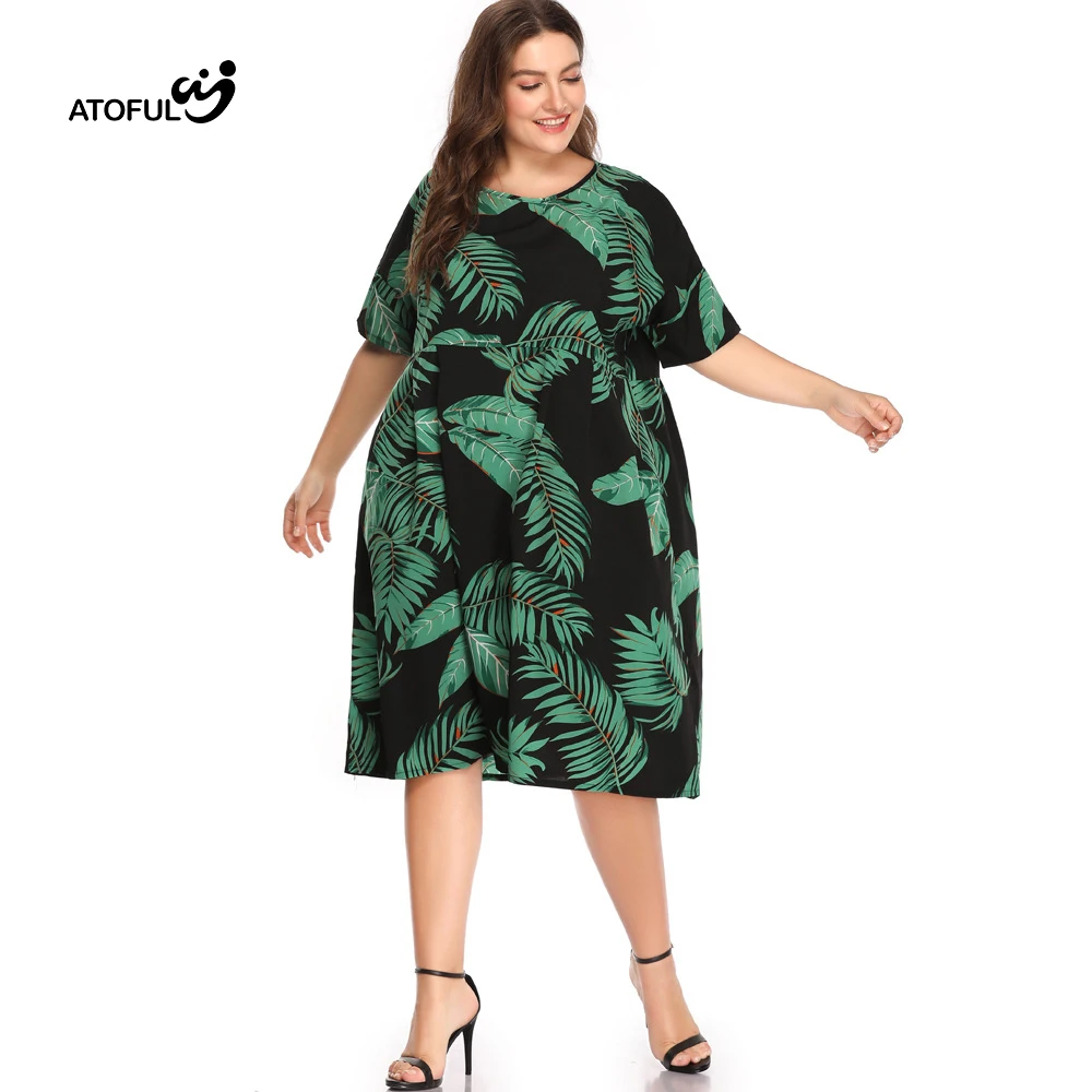 ATOFUL Новое поступление летнее платье Для женщин Vestidos плюс Размеры Повседневное