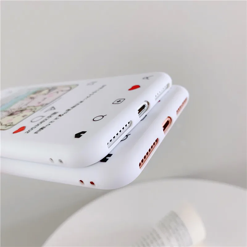 Чехол с милыми мультяшными персонажами для iPhone X XS MAX XRWhite background text dialog box