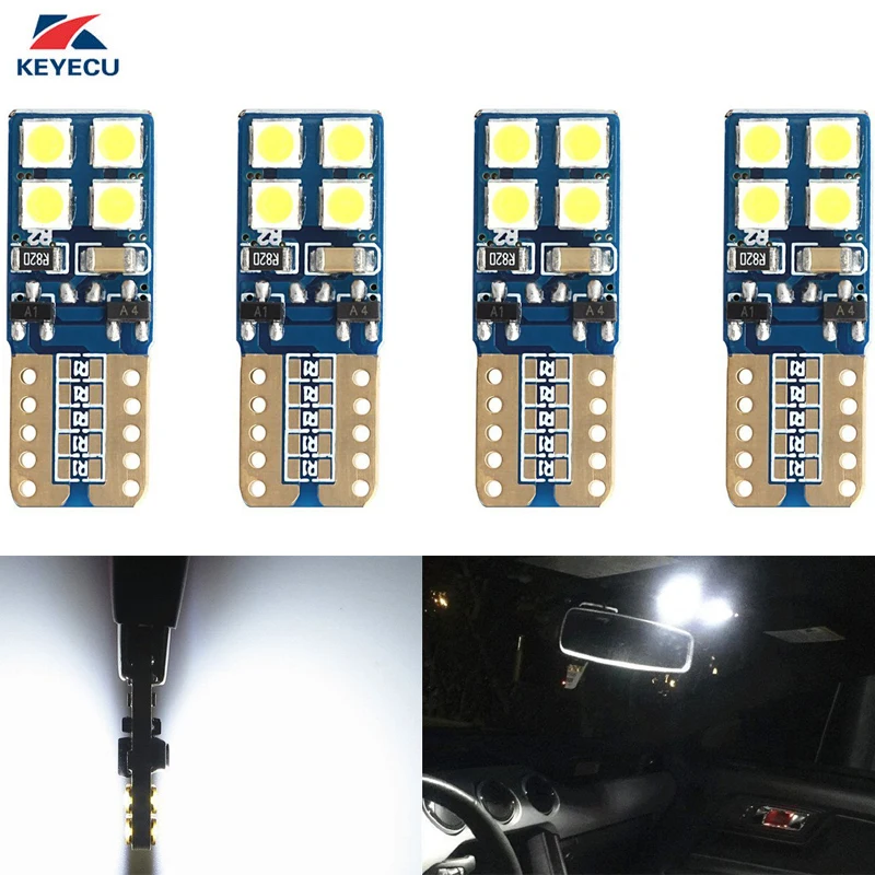 Светодиодные лампы высокой мощности KEYECU 4 шт. белые 3030 8-SMD T10 W5W 194 светодиодный 169