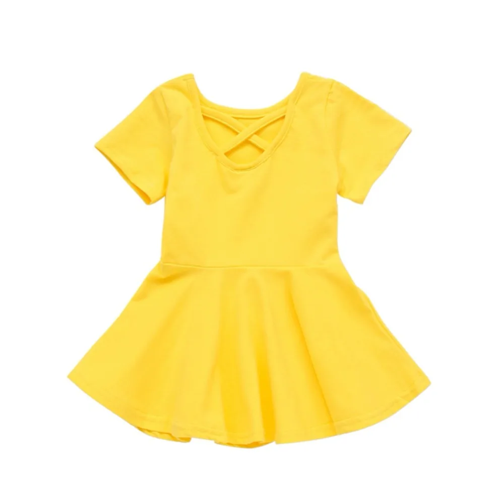 Baby Toddler Girl Short Sleeve Solid Color Casual Dress Summer Girls Dresses Newest | Детская одежда и обувь