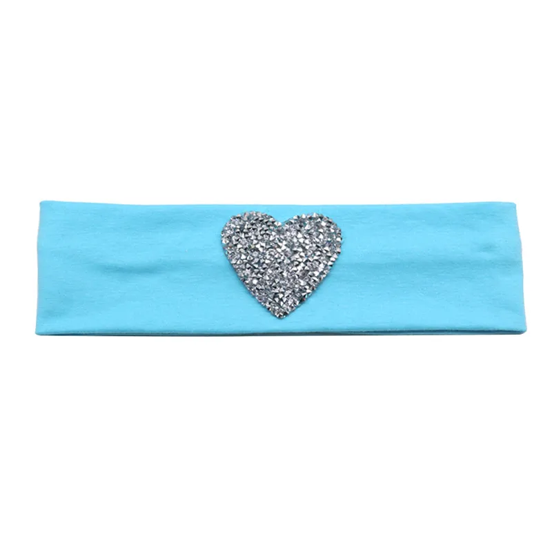 Light Blue 5,5 см детская головная повязка, летняя модная одежда для девочек серебро сердца со стразами хлопковая эластичная повязка на голову для волос, для маленькой девочки, аксессуары - Цвет: Light Blue