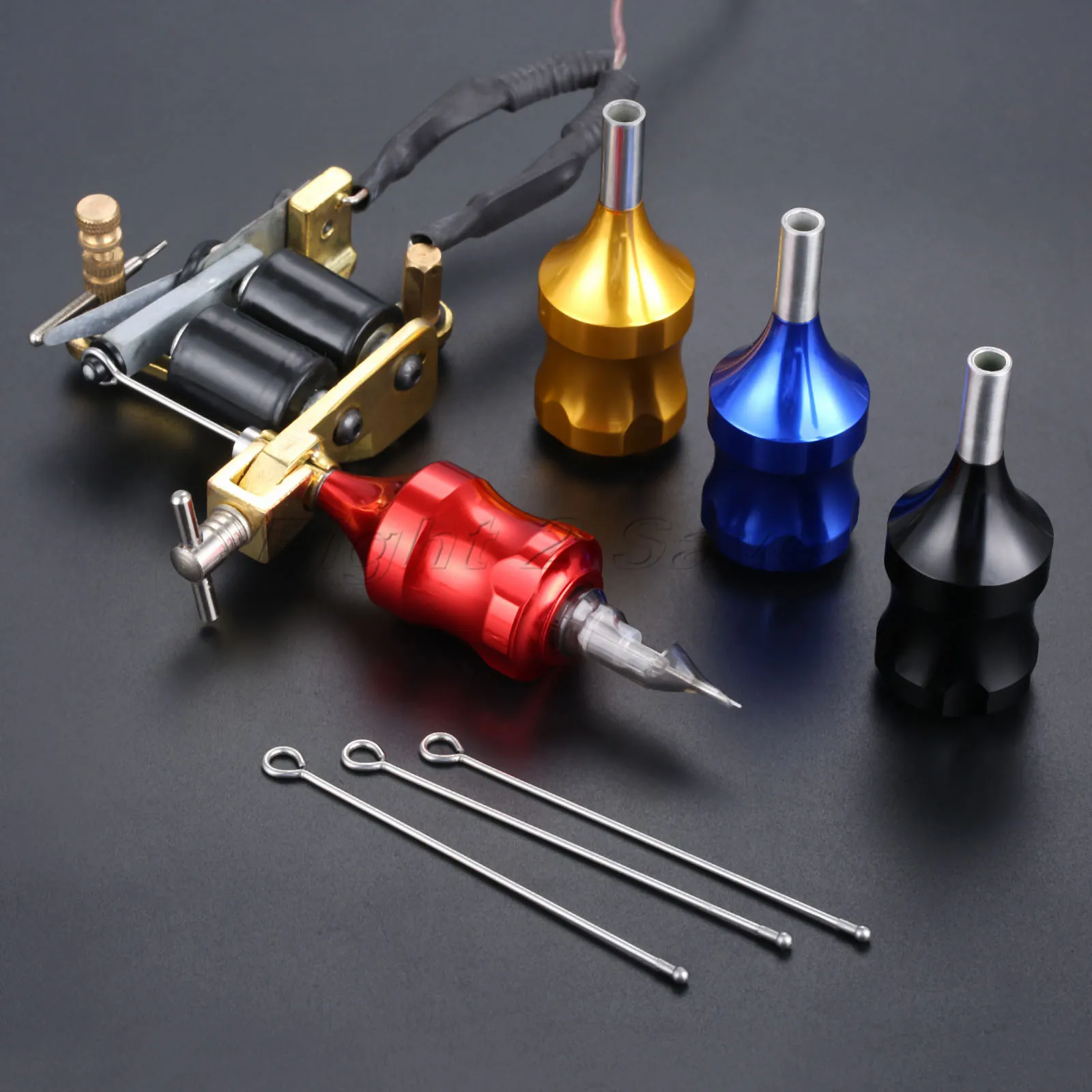 

2pcs Tattoo Machine Grip Stem Needle bar Aircraft Aluminum Alloy Tube Tattoo Gun Part Accessories Set Kit Black Red Blue Gold