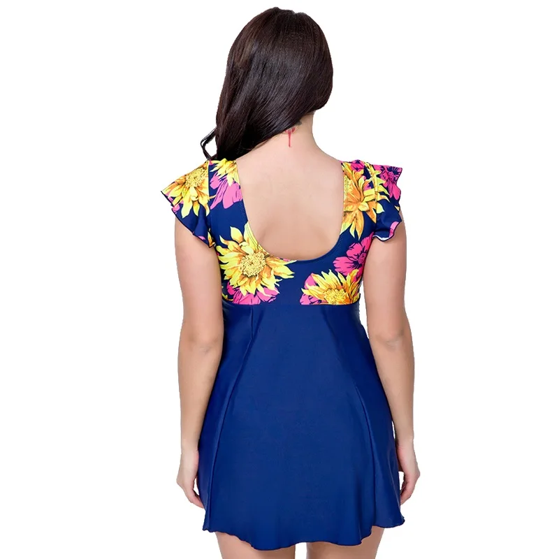 Ретро плюс Размеры купальник платье 2017 Для женщин с цветочным принтом Купальники
