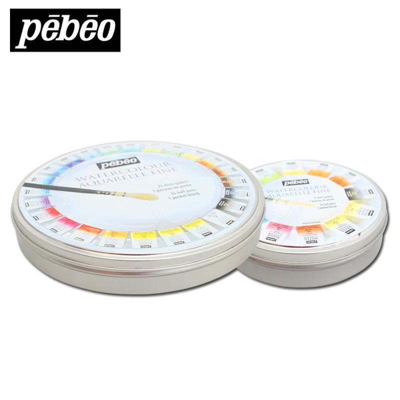 Pebeo 12/24 Colors Solid Watercolor Paint High Quality Tin Box Set For Artist School Student Pigment Aquarelle Painting Supplies |