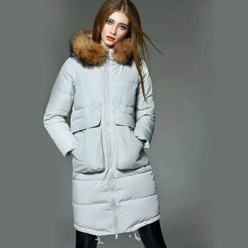 Зимняя куртка 2017 женская обувь Высокое качество Длинные из натуральной
