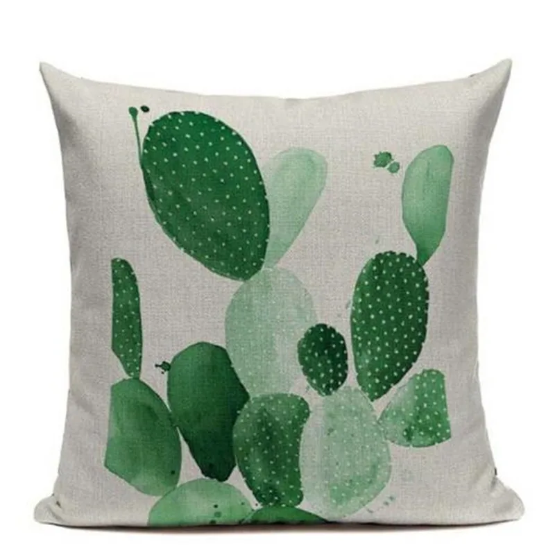 Watercolor Cushion Cover Home&ampCar Decor Pillowcase Yellow Throw Cactus Pillows Home Decorative Housse De Coussin | Дом и сад
