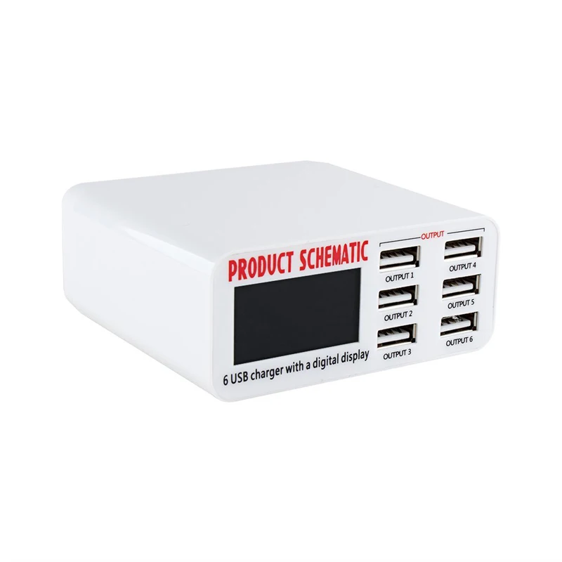 INGMAYA USB Зарядное устройство 6 Порты и разъёмы ЖК-дисплей показывают в режиме реального времени зарядки для iPhone 7 8 X iPad samsung Galaxy S9 huawei Mi Мощность банк адаптер переменного тока