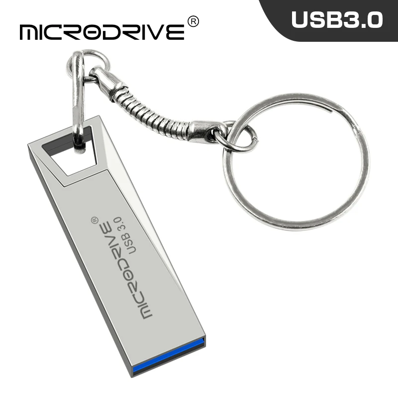 Серебристый Новейший металлический usb флеш-накопитель 16 ГБ флеш-накопитель 32 ГБ usb диск карта памяти 64 Гб 128 ГБ usb 3,0 ручка-накопитель с кольцом для ключей - Цвет: Серебристый