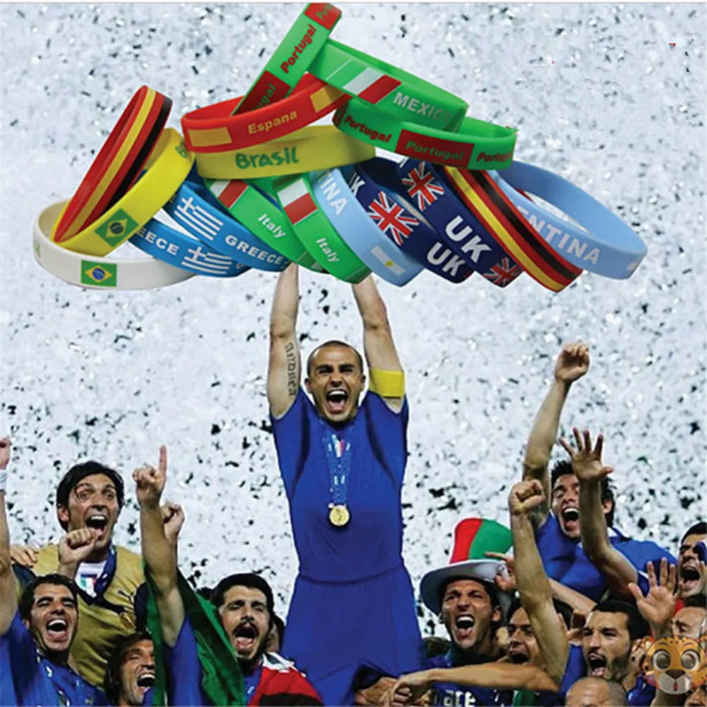 

1 PCS Silicone Wristband Flag Logo Sports Accessories Football Fans Silicone Bands ID Bracelet Souvenir Gift