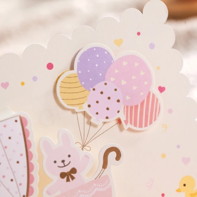 Pink invitations card with ribbon for Baby Girl 3D Card birthday invitation cards CW5301 | Дом и сад