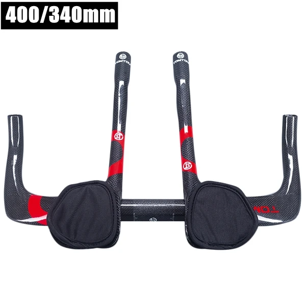 red 400X340mm TOMTOU 3K Углеродное волокно велосипедный Триатлон комплекты для руля велосипеда TT Руль+ руль для отдыха - Цвет: red 400X340mm